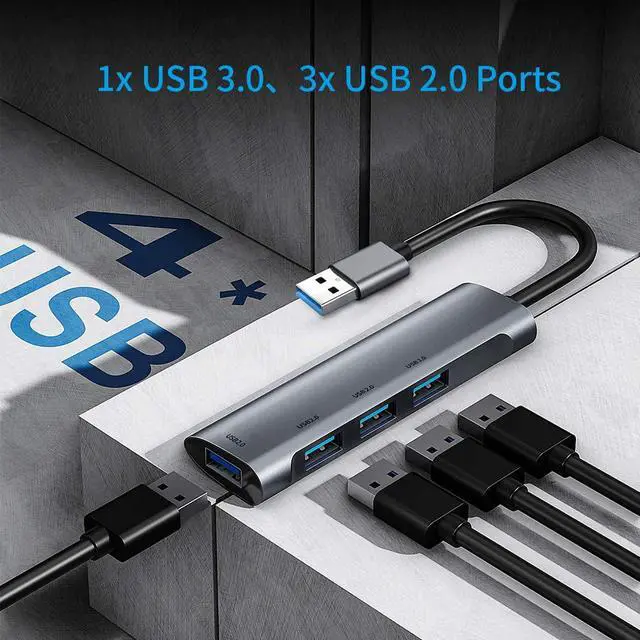 Alt view image 2 of 7 - USB Docking Station 3 Port USB 2.0 and 1 Port USB 3.0 Data Hub Splitter for Laptop, PC, Computer, MacBook, Mac Pro, iMac, Surface Pro, XPS,Mobile HDD, Flash Drive Mouse and More, PC, Flash Drive