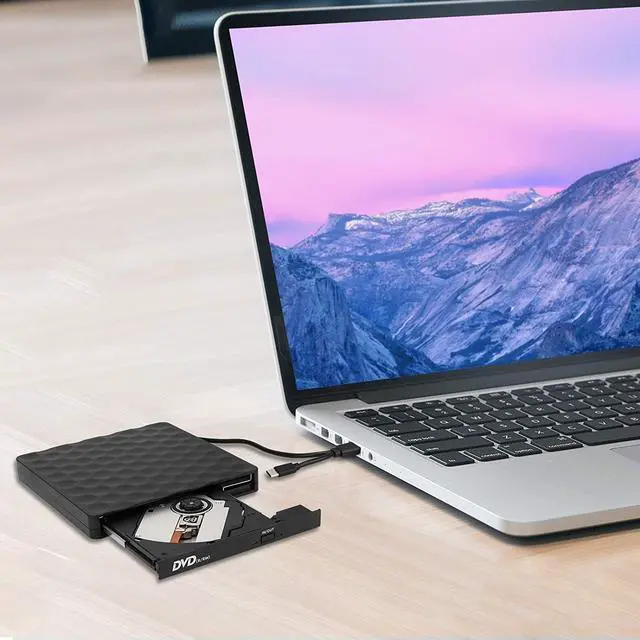 Alt view image 7 of 7 - External CD DVD Drive for Laptop, High-Speed Transfer USB 3.0 & USB Type C Slim Portable CD DVD +/-RW Optical Drive Burner Writer Reader with Type-C Adapter for PC Desktops, Compatible with PC Desktop