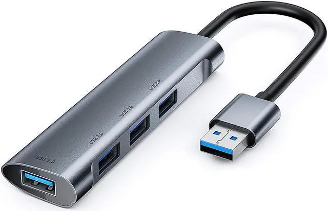 Main image of USB Docking Station 3 Port USB 2.0 and 1 Port USB 3.0 Data Hub Splitter for Laptop, PC, Computer, MacBook, Mac Pro, iMac, Surface Pro, XPS,Mobile HDD, Flash Drive Mouse and More, PC, Flash Drive