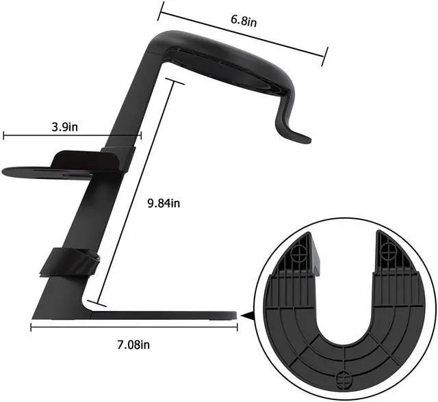 Alt view image 5 of 7 - VR Stand, Compatible with Oculus Quest 2 Stand, VR Headset Stand for Oculus Quest/Quest 2/Rift S/HTC Vive/Valve Index, VR Holder, Virtual Reality Headset and Controllers Holder, Black