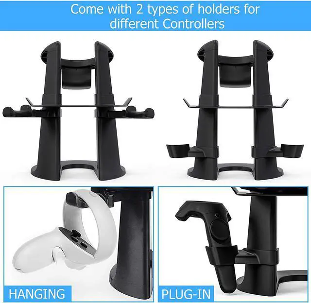 Alt view image 3 of 7 - VR Stand, Compatible with Oculus Quest 2 Stand, VR Headset Stand for Oculus Quest/Quest 2/Rift S/HTC Vive/Valve Index, VR Holder, Virtual Reality Headset and Controllers Holder, Black
