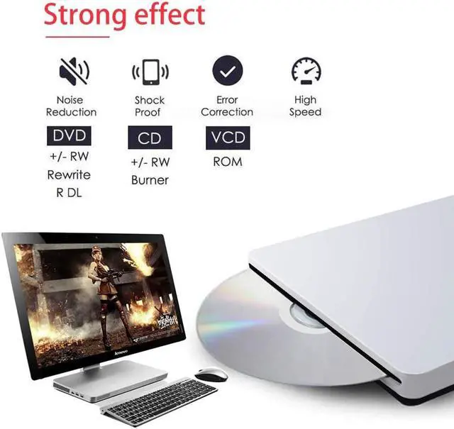 Alt view image 2 of 7 - External DVD Drive, CD/DVD Reader and Burner, Laptop Drive, External Disk Drive, External CD DVD, Computer Burner, USB DVD Drive, CD Drive, External CD Drive, USB 3.0 CD/DVD Portable Player