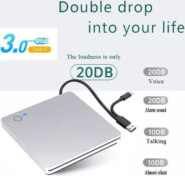 Alt view image 4 of 7 - External DVD Drive, CD/DVD Reader and Burner, Laptop Drive, External Disk Drive, External CD DVD, Computer Burner, USB DVD Drive, CD Drive, External CD Drive, USB 3.0 CD/DVD Portable Player