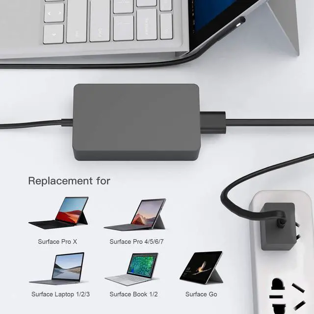 Alt view image 2 of 7 - Surface Book Charger, AYNEFF 15V 4A 65W Surface Pro 7 Power Supply Compatible with Microsoft Surface Book Surface Laptop Surface Pro 7 Pro 6 Pro 4 Pro X, Surface Go, 5.9ft DC Cable with USB 5V 1A
