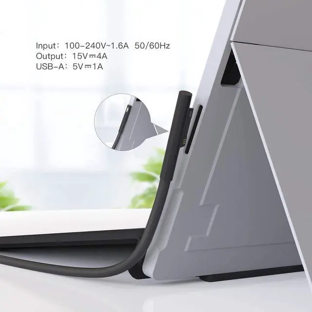 Alt view image 4 of 7 - Surface Book Charger, AYNEFF 15V 4A 65W Surface Pro 7 Power Supply Compatible with Microsoft Surface Book Surface Laptop Surface Pro 7 Pro 6 Pro 4 Pro X, Surface Go, 5.9ft DC Cable with USB 5V 1A