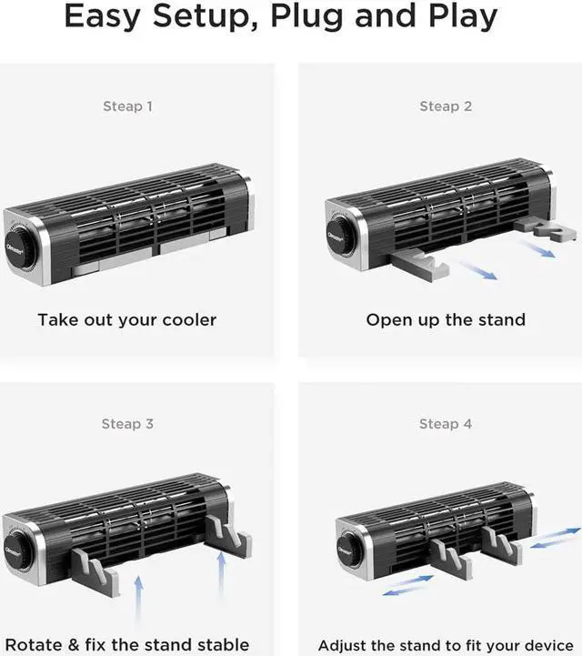 Alt view image 3 of 7 - Laptop Cooler with Adjustable Stand, Laptop Cooling Pad 3-Speed Adjustable, USB Multi Function Laptop Cross-Flow Turbine Cooling Fan for Laptop Pad Tablet Phone