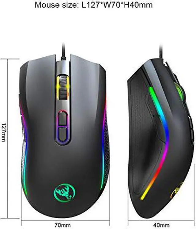 Alt view image 7 of 7 - Gaming Mouse Wired,7200 DPI Adjustable, 7 Programmable Buttons, 6 Kinds of RGB Backlit Gaming Mouse, Lightweight Mouse for Laptop PC Gamer Computer Desktop