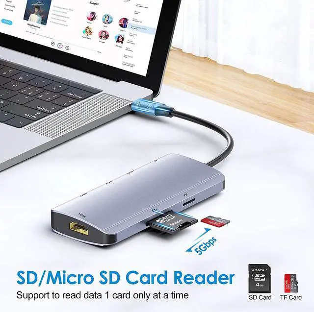 Alt view image 3 of 6 - USB C Hub, 7-in-1 USB C Hub Multiport Adapter with 4K USB C to HDMI,SD/TF Card Reader and 3 USB 3.0 Ports,87W Power Delivery,for MacBook Pro, Pixelbook, XPS, and More