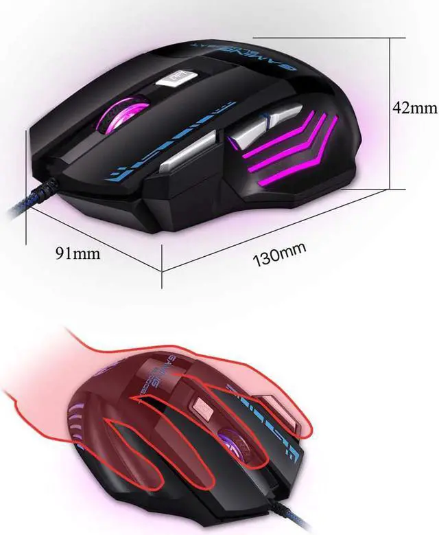 Alt view image 7 of 7 - USB Wired Gaming Mouse 6800 DPI 7 Buttons Optical Game Mice with led Backlight Ergonomic for overwatch Game Laptop Computer