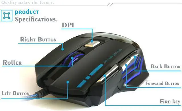 Alt view image 4 of 7 - USB Wired Gaming Mouse 6800 DPI 7 Buttons Optical Game Mice with led Backlight Ergonomic for overwatch Game Laptop Computer