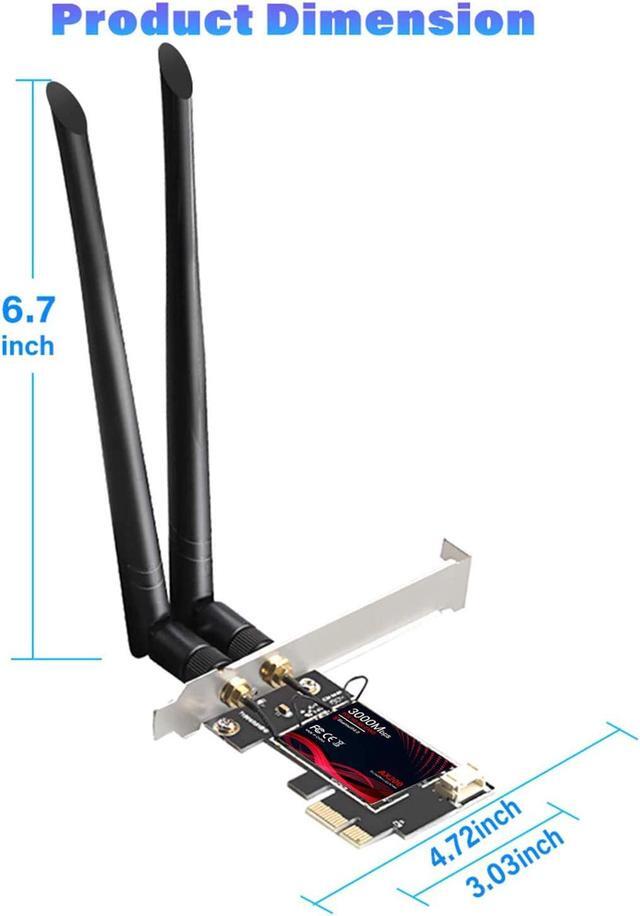 Alt view image 6 of 7 - New WiFi 6 PCIe WiFi Card 3000Mbps| 802.11AX Dual Band 2.4G/574M 5.8G/2400M Wireless Network Card | Bluetooth 5.0 | Intel AX200 | MU-MIMO |Low Latency |Support Win 10 with Shield Cover (Black)