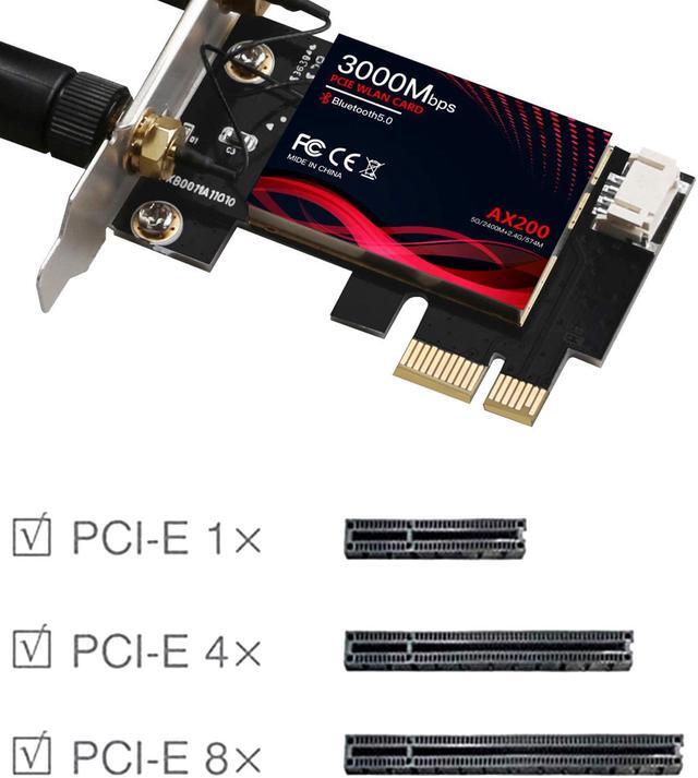 Alt view image 3 of 7 - New WiFi 6 PCIe WiFi Card 3000Mbps| 802.11AX Dual Band 2.4G/574M 5.8G/2400M Wireless Network Card | Bluetooth 5.0 | Intel AX200 | MU-MIMO |Low Latency |Support Win 10 with Shield Cover (Black)