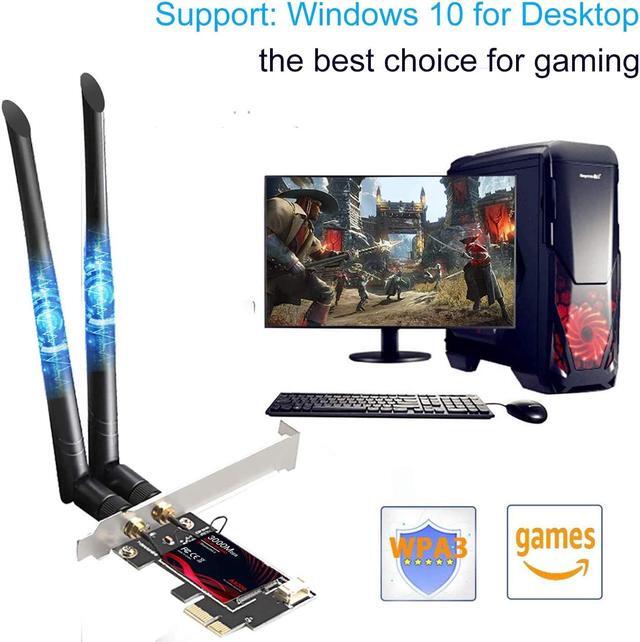 Alt view image 5 of 7 - New WiFi 6 PCIe WiFi Card 3000Mbps| 802.11AX Dual Band 2.4G/574M 5.8G/2400M Wireless Network Card | Bluetooth 5.0 | Intel AX200 | MU-MIMO |Low Latency |Support Win 10 with Shield Cover (Black)