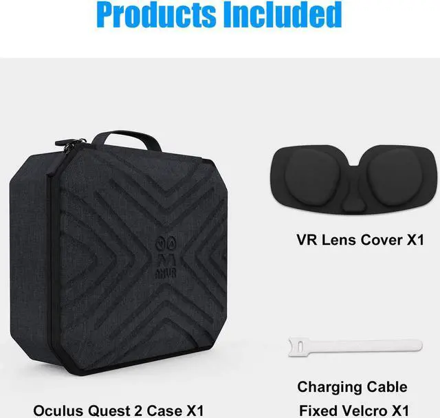 Alt view image 2 of 7 - Travel Carrying Case for Oculus Quest 2 VR Gaming Headset and Controllers Accessories Protective Cover Storage Travel Bag (Black)