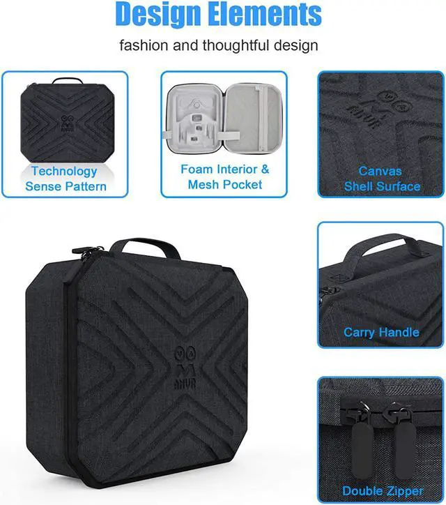 Alt view image 7 of 7 - Portable Fashion Travel Case for Oculus Quest 2, Storing VR Gaming Headset and Touch Controllers Accessories Carrying Bag (Black_