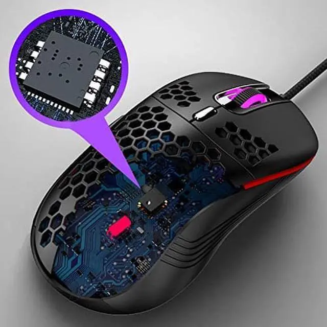 Alt view image 2 of 7 - Wired Gaming Mouse, 6 Buttons Game Mice RGB Colour Pro 4800 DPI Braided Wire Programmable Pro Gaming Mouse PC Plug and Play, USB Connection PS4, PS5, XBOX, PC Windows and iOS Gaming Mouse
