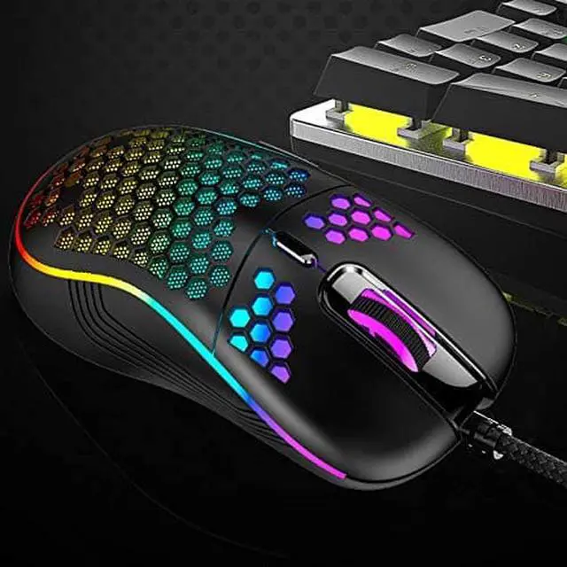 Alt view image 4 of 7 - Wired Gaming Mouse, 6 Buttons Game Mice RGB Colour Pro 4800 DPI Braided Wire Programmable Pro Gaming Mouse PC Plug and Play, USB Connection PS4, PS5, XBOX, PC Windows and iOS Gaming Mouse