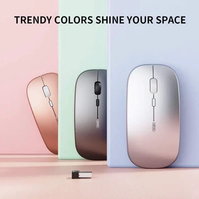 Alt view image 7 of 7 - Wireless Mouse for Laptop, 2.4G Rechargeable Silent Computer Mouse,1600 DPI Ultra Thin Optical Portable USB Mini Mouse, Cordless Mice for Laptop, PC, MacBook, Mac
