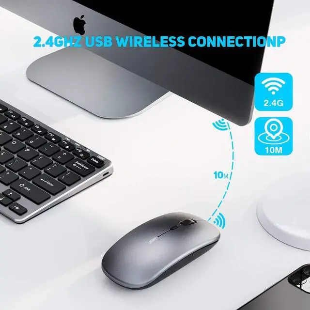 Alt view image 2 of 7 - Wireless Mouse for Laptop, 2.4G Rechargeable Silent Computer Mouse,1600 DPI Ultra Thin Optical Portable USB Mini Mouse, Cordless Mice for Laptop, PC, MacBook, Mac