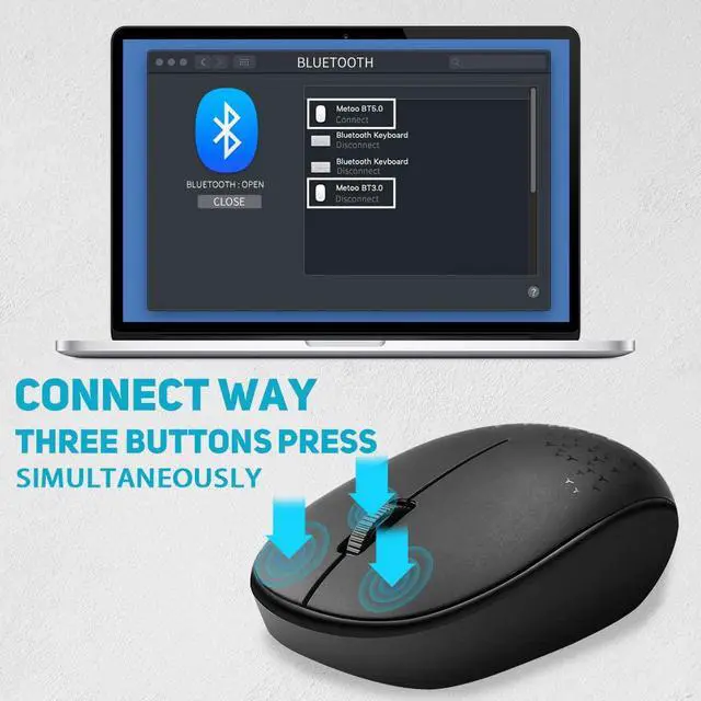 Alt view image 6 of 7 - Bluetooth Mouse, Mini Silent-Click Bluetooth 5.0/3.0 Wireless Mouse, Compatible with iPad/iPhone/Mac/PC/Tablet, 1600 DPI, 3-Button, Long Battery Life, Black