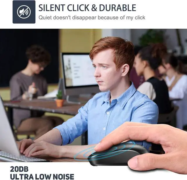 Alt view image 3 of 7 - Bluetooth Mouse, Mini Silent-Click Bluetooth 5.0/3.0 Wireless Mouse, Compatible with iPad/iPhone/Mac/PC/Tablet, 1600 DPI, 3-Button, Long Battery Life, Black