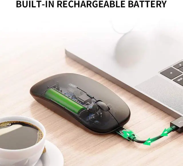 Alt view image 3 of 7 - Wireless Mouse for Laptop, 2.4G Rechargeable Silent Computer Mouse,1600 DPI Ultra Thin Optical Portable USB Mini Mouse, Cordless Mice for Laptop, PC, MacBook, Mac