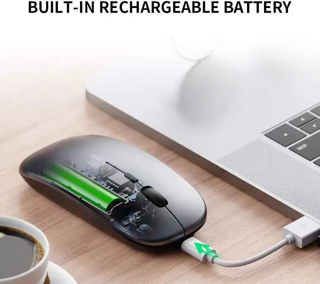 Alt view image 3 of 7 - Wireless Mouse for Laptop, 2.4G Rechargeable Silent Computer Mouse,1600 DPI Ultra Thin Optical Portable USB Mini Mouse, Cordless Mice for Laptop, PC, MacBook, Mac