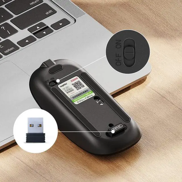 Alt view image 5 of 7 - Wireless Mouse for Laptop, 2.4G Rechargeable Silent Computer Mouse,1600 DPI Ultra Thin Optical Portable USB Mini Mouse, Cordless Mice for Laptop, PC, MacBook, Mac
