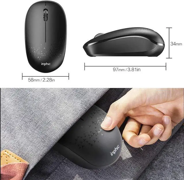 Alt view image 5 of 7 - Bluetooth Mouse, Mini Silent-Click Bluetooth 5.0/3.0 Wireless Mouse, Compatible with iPad/iPhone/Mac/PC/Tablet, 1600 DPI, 3-Button, Long Battery Life, Black