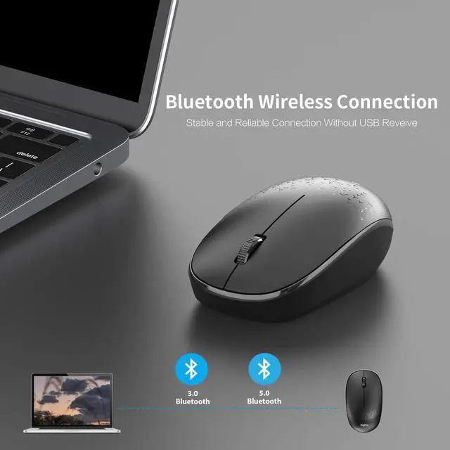 Alt view image 2 of 7 - Bluetooth Mouse, Mini Silent-Click Bluetooth 5.0/3.0 Wireless Mouse, Compatible with iPad/iPhone/Mac/PC/Tablet, 1600 DPI, 3-Button, Long Battery Life, Black