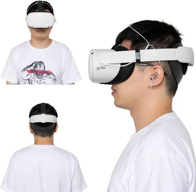 Alt view image 2 of 7 - Earbuds Compatible for Oculus Quest 2, Oculus Rift S VR Headset, Upgraded Durable Graphene Speakers 3D 360° Surrounding High Clarity Sound with Custom Non-Disturbing Length - White