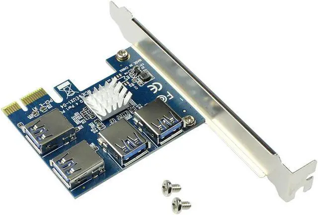 Alt view image 6 of 7 - PCIe 1 to 4 PCI Express 16X Slots Riser Card PCI-E 1X to External 4 PCI-E Slot Adapter PCIe Multiplier Card USB 3.0 Mining Special Riser Card for Bitcoin Miner
