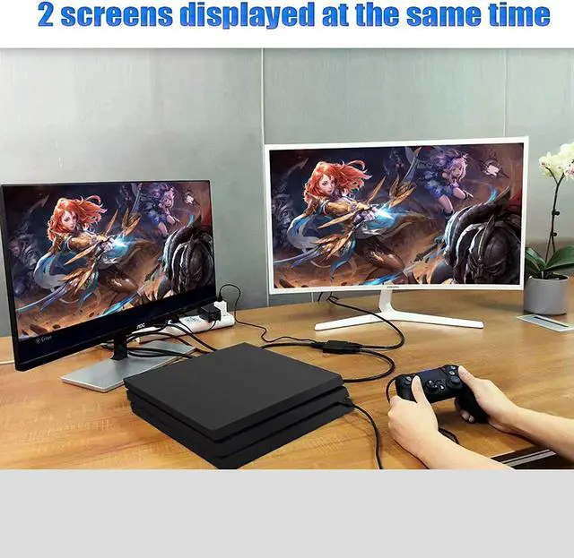 Alt view image 7 of 7 - HDMI Splitter 1 in 2 Out, 4K HDMI Splitter for Dual Monitors Duplicate/Mirror Only, 1x2 HDMI Splitter 1 to 2 Amplifier for Full HD 1080P 3D with HDMI Cable (1 Source onto 2 Displays)