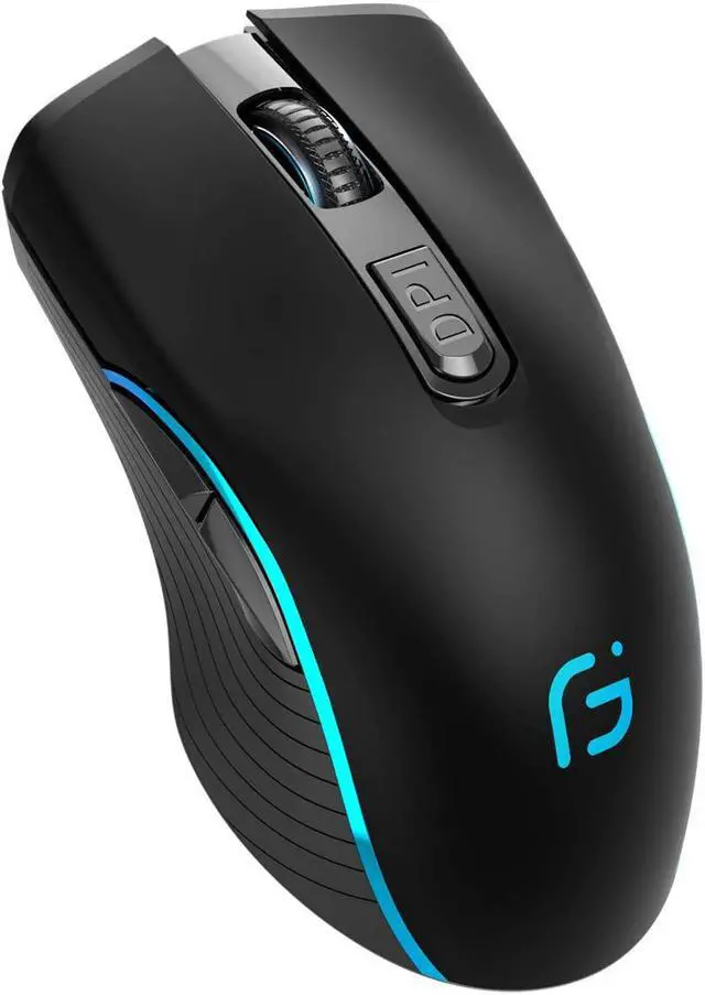 Main image of Silent Click Wireless Mouse for Laptop - Light up Rechargeable USB Cordless Mice for Computer, 3 DPI up to 2400, [Queit] Comfort & Smooth LED RGB Mouse for PC Tablet Chromebook Microsoft Windows Mac