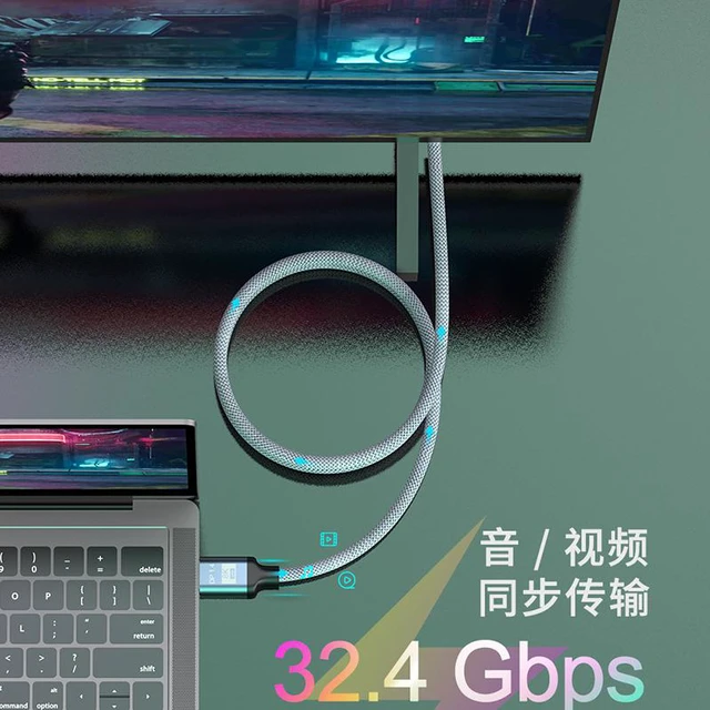 Alt view image 2 of 7 - 8K DisplayPort Cable 3.3FT / 1M, DP 1.4 Cable Nylon Braided/Aluminum Alloy(4K @144Hz,8K @60Hz) Computer Accessories Cable for Laptop PC TV etc-Gaming Monitor (3.3Feet, Grey)