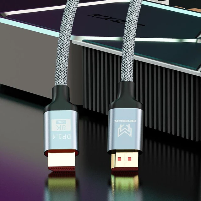 Alt view image 7 of 7 - 8K DisplayPort Cable 3.3FT / 1M, DP 1.4 Cable Nylon Braided/Aluminum Alloy(4K @144Hz,8K @60Hz) Computer Accessories Cable for Laptop PC TV etc-Gaming Monitor (3.3Feet, Grey)