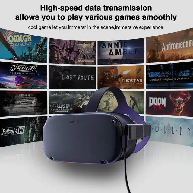 Alt view image 7 of 7 - USB C to USB C VR Link Cable 16ft(5m) for Oculus Quest 2 / Quest 1 USB C to C with E-Mark Chip USB 3.2 Gen 1 5Gbps ,High Speed Data Transfer & Fast Charging Compatible with Oculus Quest 2 VR Headset