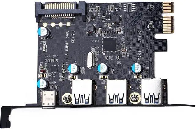 Alt view image 3 of 7 - PCI-E to USB 3.0 Type C +3 Type A Expansion Card - Interface USB 3.0 4-Port Express Card Desktop with 15 pin SATA Power Connector [ Include with A 4pin to 2x15pin Cable + A 15pin to 2x 15pin SATA Y-C
