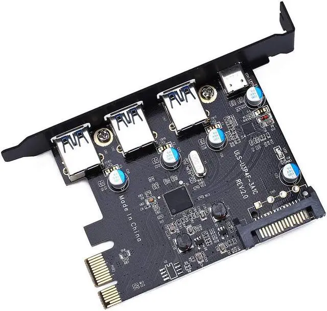 Alt view image 4 of 7 - PCI-E to USB 3.0 Type C +3 Type A Expansion Card - Interface USB 3.0 4-Port Express Card Desktop with 15 pin SATA Power Connector [ Include with A 4pin to 2x15pin Cable + A 15pin to 2x 15pin SATA Y-C