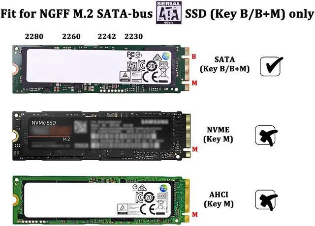 Alt view image 3 of 7 - M.2 SATA SSD to USB 3.0 External SSD Reader Converter Adapter Enclosure with UASP, Support NGFF M.2 2280 2260 2242 2230 SSD with Key B/Key B+M