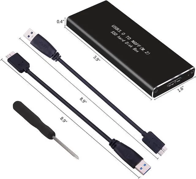 Alt view image 7 of 7 - M.2 SATA SSD to USB 3.0 External SSD Reader Converter Adapter Enclosure with UASP, Support NGFF M.2 2280 2260 2242 2230 SSD with Key B/Key B+M