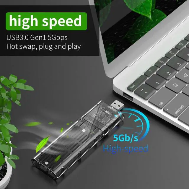 Alt view image 7 of 7 - USB 3.0 Gen 1 to M.2 NGFF SSD Enclosure Adapter, External SATA Based M.2 Solid State Hard Drive Enclosure to B-Key 2280/2260/2242/2230 (Doesn't Support NVME SSD)