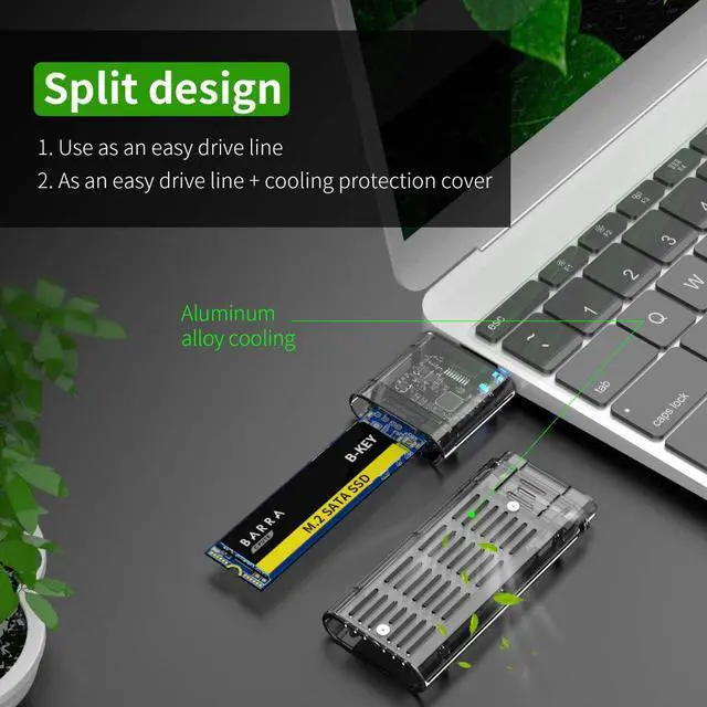 Alt view image 5 of 7 - USB 3.0 Gen 1 to M.2 NGFF SSD Enclosure Adapter, External SATA Based M.2 Solid State Hard Drive Enclosure to B-Key 2280/2260/2242/2230 (Doesn't Support NVME SSD)