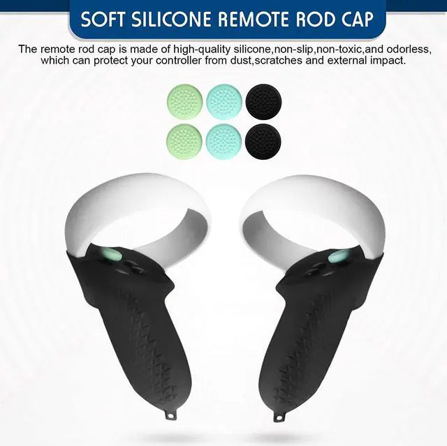 Alt view image 5 of 7 - Touch Controller Grip Cover, Silicone Face Cover, Lens Protect Pad, Thumbstick Cap for Oculus Quest 2 VR Headset Accessories Anti-Throw Handle Protective Sleeve with Adjustable Knuckle Strap