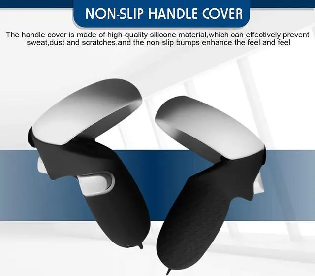 Alt view image 3 of 7 - Touch Controller Grip Cover, Silicone Face Cover, Lens Protect Pad, Thumbstick Cap for Oculus Quest 2 VR Headset Accessories Anti-Throw Handle Protective Sleeve with Adjustable Knuckle Strap