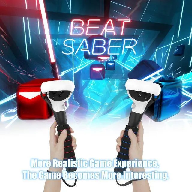 Alt view image 5 of 7 - Dual Handles Extension Grips for Oculus Quest, Quest 2 or Rift S Controllers Playing Beat Saber Games