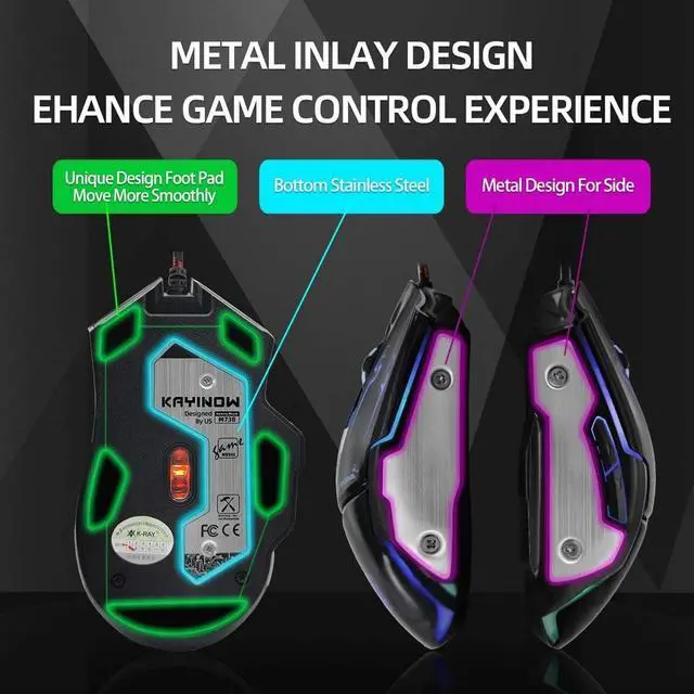 Alt view image 6 of 7 - USB Computer Mouse Wired, Light Up Mouse for Laptop with RGB 7 Colors Breathing Light,4 DPI Adjustable up to 3200, 6 Buttons, Ergonomic Gamer PC Mouse for Windows/Mac/Sega Dreamcast