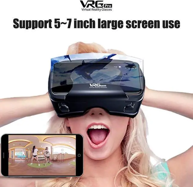 Alt view image 4 of 7 - VR Headset Virtual Reality VR 3D Glasses VR Set Incl 3D Virtual Reality Goggles, Controller, Adjustable VR Glasses - Compatible with iPhone and Android Support 7 inch [with Gamepad]