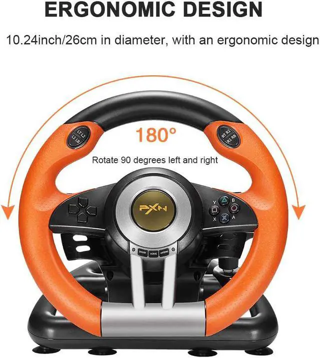 Alt view image 6 of 7 - PC Racing Wheel, PXN V3II 180 Degree Universal Usb Car Sim Race Steering Wheel with Pedals for PS3, PS4, Xbox One,Xbox Series X/S,Nintendo Switch