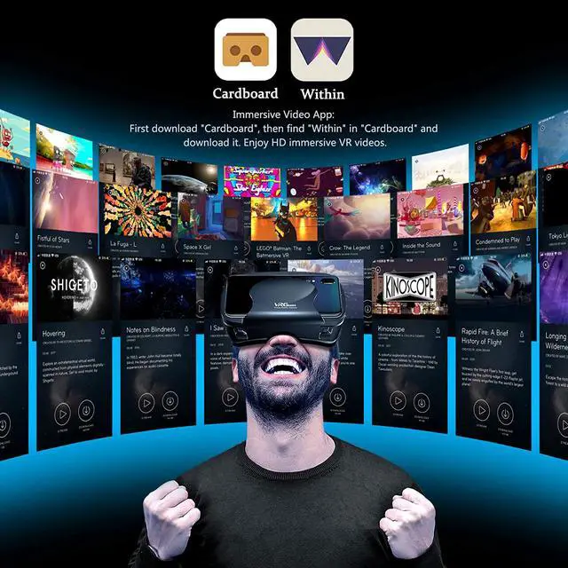 Alt view image 6 of 7 - VR Headset Virtual Reality VR 3D Glasses VR Set Incl 3D Virtual Reality Goggles, Controller, Adjustable VR Glasses - Compatible with iPhone and Android Support 7 inch [with Gamepad]